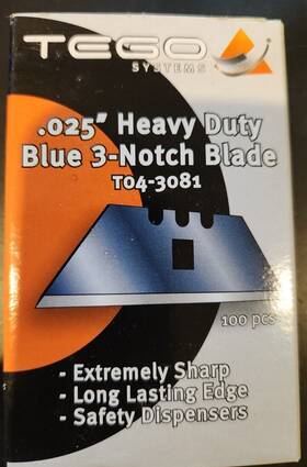 T04-3081 Heavy Duty Tego Floor Dot 100 Pack Blue 3-notch Blades .25 Inch