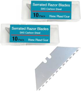 Home Planet Gear 313054677631 Serrated Blades For Utility Knife Two 10 Packs Heavy Duty Saw Razors Box C