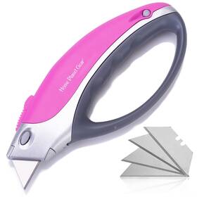 Home Planet Gear 869696000288 Pink Box Cutter Retractable Utility Knife - Heavy Duty Cardb