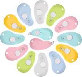 Honoson 445045223244 12 Pcs Mini Box Cutter Retractable Utility Knife Cute Small Letter Opene