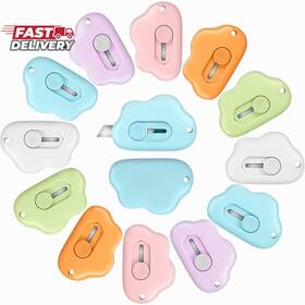 Honoson 445055812803 12 Pcs Mini Box Cutter Retractable Utility Knife Cute Small Letter Opene