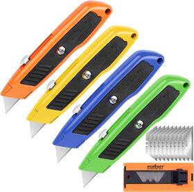 Horusdy 445013126188 4-pack Heavy Duty Box Cutter With Extra Blades For Cardboard And Cartons Horusdy 445013126188 4-pack Heavy Duty Box Cutter With Extra Blades For Cardboard And Cartons