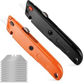 Horusdy 445046926922 Heavy Duty 2-pack Box Cutter With 10 Extra Blades For Cardboard And Cartons Horusdy 445046926922 Heavy Duty 2-pack Box Cutter With 10 Extra Blades For Cardboard And Cartons
