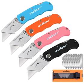 97581 Horusdy 4-pack Folding Utility Knife Box Cutter For Cardboard Boxes And Car 97581 Horusdy 4-pack Folding Utility Knife Box Cutter For Cardboard Boxes And Car