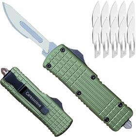 Knife113-1 Huashitong Automatic Utility Knife Push Button Edc Pocket Boxcutters With Clip Double Act
