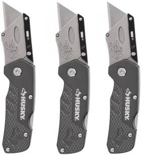 03-m805-zll3 Husky Compact Folding Lock-back Utility Knife Set 3-pack