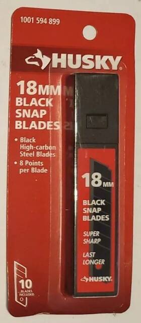 Husky 037064096472 18 Mm Black Snap Blades-new-sealed