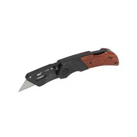 Husky 313050524595 Wood Handle Folding Lock-back Utility Knife