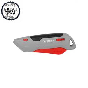 Husky 445029214220 Aluminum Squeeze Safety Utility Knife 3 Position Blade Lock Durable Tools