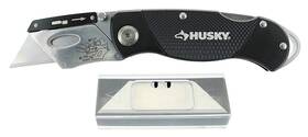 21113 Husky 700761208935 Folding Sure-grip Lock Back Utility Knife With 10 Disposable Blades Inclu