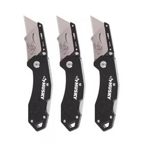 Husky 711181380040 3-pack Folding Lock-back Utility Knife