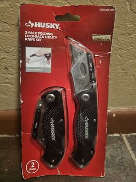 Husky 820909998624 2-pack Folding Utility Knife Set Brand New