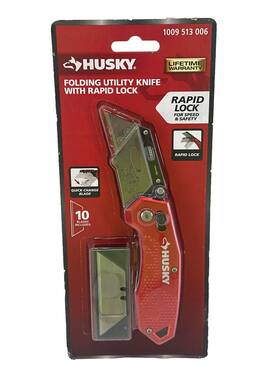 1009513006 Husky Tools Folding Utility Knife Rapid Lock And Textured Grip With 10 Blades In Red 1009513006 Husky Tools Folding Utility Knife Rapid Lock And Textured Grip With 10 Blades In Red