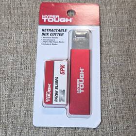 1264 Hyper Tough Retractable Box Cutter Steel Blade Aluminum Handle Red Silver 6pc