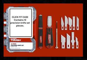 Hyper Tough 4369c2f 12pc Precision Knife Tool Set Plus Click Fit Storage Case New