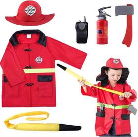 Dt-cloc-034 Iplay Ilearn Fba Kids Firefighter Costumes Toddler Fireman Dress Up Boy Fire