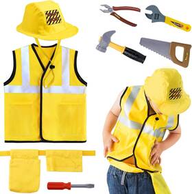 Iplay Ilearn Fba Rp-work-056 Kids Construction Costumes Toddler Worker Dress Up Clothes