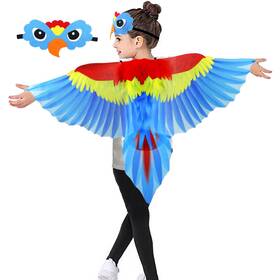 Irolehome 723849284355 Bird-costume-parrot-wings For Kids With Bird Headbands Large Blue