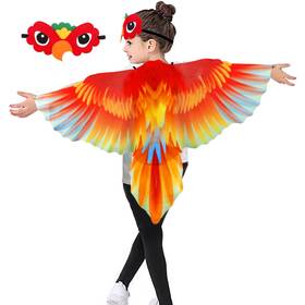 Irolehome 723849284362 Bird-costume-parrot-wings For Kids With Bird Headbands Large Red