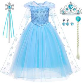 Itvti 783347889445 Little Girl Princess Dress Halloween Carnival Cosplay 5-6 Years Blue