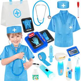 Ivenrxiu Wjgj2461 Doctor Kit For Kids 17 Pcs Medical Play Set With Child-size Blue