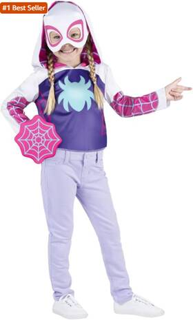 Jazwares 313106374372 Marvel Ghost Spider Toddler Dress-up Box Set Costume Top Fabric Mask Web Shi