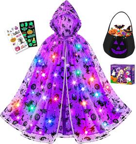06202505 Jeowoqao Light Up Witch Cape Halloween Costumes For Girls Halloweens Dress