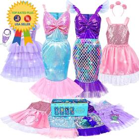 Zn07202202 Jeowoqao Mermaid Princess Dress Up Costume Girls Pretend Play Zn07202202 Jeowoqao Mermaid Princess Dress Up Costume Girls Pretend Play