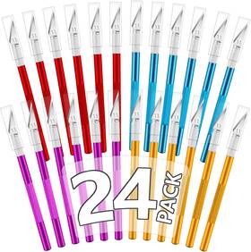 Jetmore 313018556590 24 Pack Exacto Knife Set Precision Craft Hobby Kit For Cutting Ca