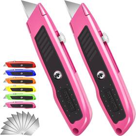 Jetmore 313085495440 Box Cutter 2 Pack Pink Utility Knife Durable Razor Opener With 10 Sk5
