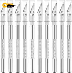 Jetmore 313108027009 10 Pack Exacto Knife Stainless Steel Set Sharp Precision Hobby Kn