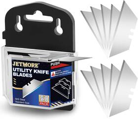 Jetmore 313115980977 Utility Knife Blades 50 Pack High Carbon Steel Standard Size Box Cutter