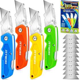Jm-4zdtxd-dnz1600-chll Jetmore Box - Cutter Utility Knife 4 Pack Colorful Cutters With 10 Extra Sk5 Bl