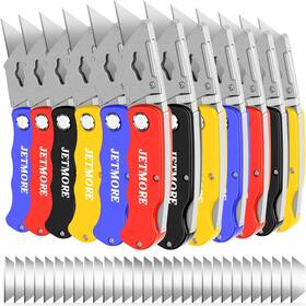Jm-zdd-001 Jetmore 12 Pack Box Cutter Folding Utility Knife With Spare 30 Pcs Blades Sharp Cu