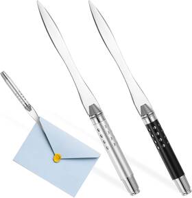 Qz0vjlmwe Jiyin 650534 1 2 Pack Metal Letter Opener Stainless Steel Envelope Openers With Black