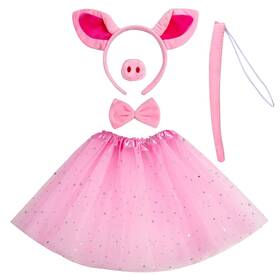 Pcs005 Jmkcoz Kids Animal Fancy Pig Costume Set Pink Ears Headband Medium