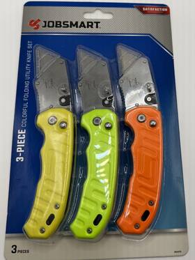Jobsmart 2524175 3 Piece Folding Utility Knife Set