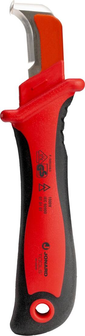 Jonard Tools Kn-200ins Insulated Cable Slitting Knife Ergonomic Design Curved Blade 1000v Safety Cap