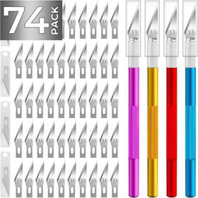 Jtieo 744759756534 74 Pack Hobby Knife Exacto With 4 Upgrade Sharp Knives