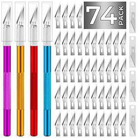 Jtieo 751823683412 74 Pack Hobby Knife Exacto With 4 Upgrade Sharp Knives And 70 Spare Jtieo 751823683412 74 Pack Hobby Knife Exacto With 4 Upgrade Sharp Knives And 70 Spare
