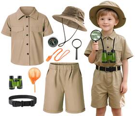 Kaipute Tx981-kqi-130 Kids Explorer Adventurer Costume Boys Girls Safari 6-7 Years Khaki