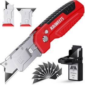 Kuf01 Kaiweets Utility Knife Scraper 2-in-1 Folding Box Cutter With Blade Storage Heavy Du