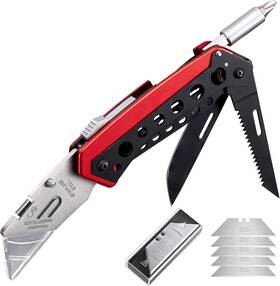 Kambolly 445043439425 Folding Utility Knife Box Cutter Razor 6 In 1 Multitool K