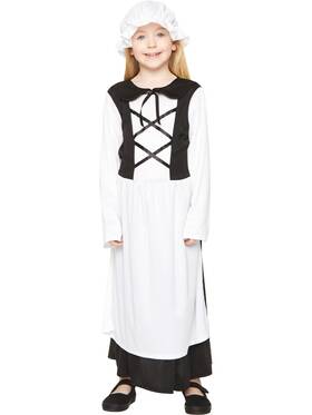 Karnival Costumes Kc83206-xl Victorian Era Poor Peasant Girl Girls Costume Childs Xl 9-10 White