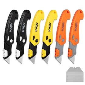 Kata 709226603384 6pack Utility Knife Folding Box Cutter For Cartons Cardboard And Boxes Quick Cha