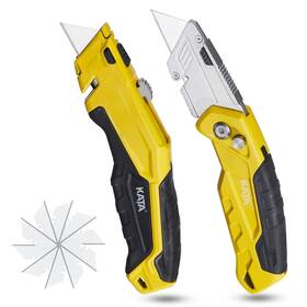 Kata 709226988887 2pack Utility Knife Box Cutter Retractable Folding Razor Set Heavy Dudy