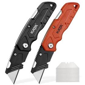 Kata 760822843550 2pack Folding Utility Knife Heavy Duty Box Cutter With 10pcs Sk5 Quick Change Bl