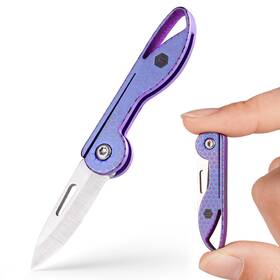 Keyunity Ti08o Kk05 Mini Titanium Pocket Knife For Everyday Carry- S Hex Purple