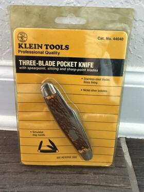 Klein Tools 44040 Three-blade Pocket Knife Stainless Steel Blade Brown/silver
