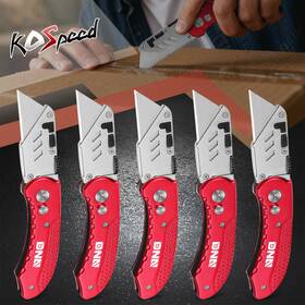 Ko65852s Ko Speed 5-pack Foldable Locking Mechanism Finger Grip Utility Knife With 10 Spare Blades